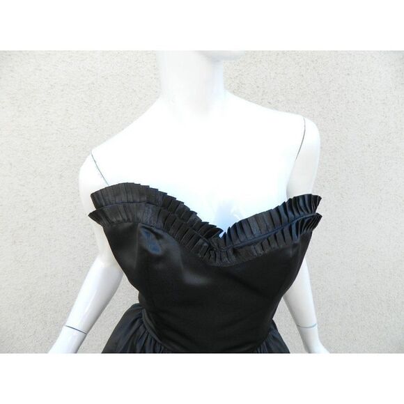 Queen Of Heartz Dress‎ Black  Satin Corset Strapless Pinup Rockability Medium - Picture 3 of 8
